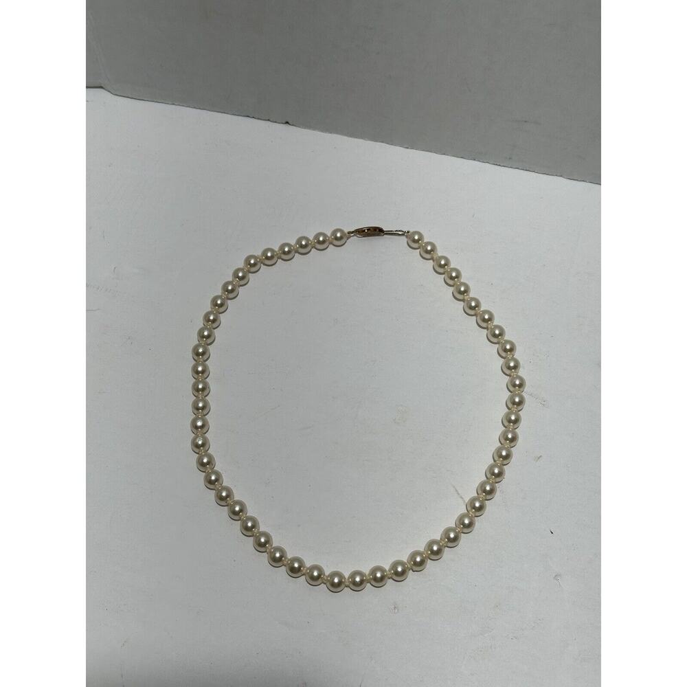 Vintage Hand Knotted Faux Pearl Necklace Golden Clasp Flapper‎ Gorgeous!